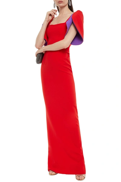 Safiyaa Knotted Draped Stretch-crepe Gown In Red
