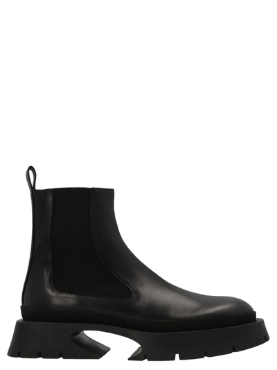 Jil Sander Sculpted-sole Almond-toe Ankle Boots In Black