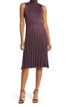 MILLY PLEATED SLEEVELESS MIDI DRESS