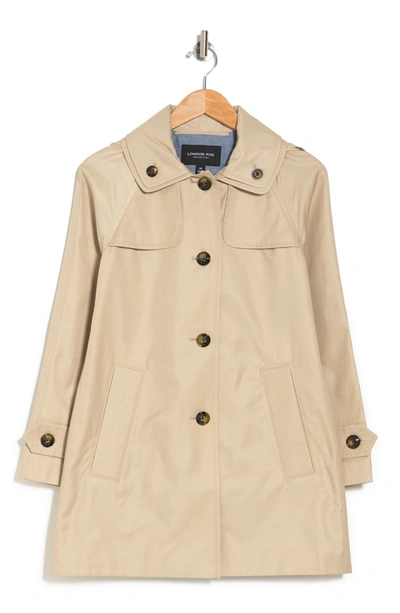 London Fog Button Front Trench Coat In Stone