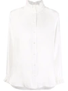 Sandro Haby Ruffle-detail Silk Blouse In Natural