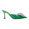 Mach&mach Carrie Crystal Flower Pointed Toe Mule In Green