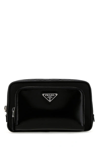 Prada Triangle-logo Belt Bag In Black