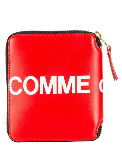 Comme Des Garçons Wallet Logo Print Zipped Wallet In Red