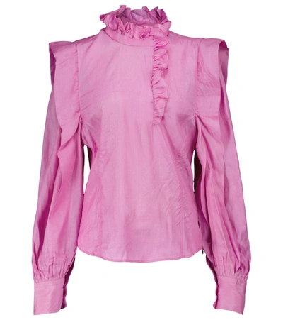 Isabel Marant Chandra Asymmetric Keyhole Silk Blouse In Pink