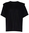 Isabel Marant Zelitos Pleated Cotton-jersey T-shirt In Black