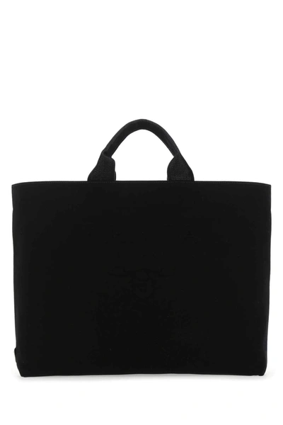 Prada Black Drill Embossed-logo Tote Bag