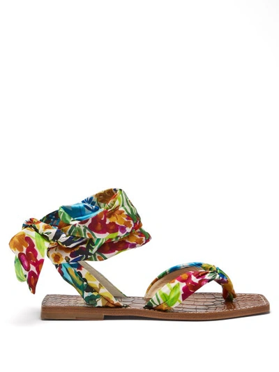 Christian Louboutin Niloofar Floral-print Satin Wraparound Sandals In Multicolor