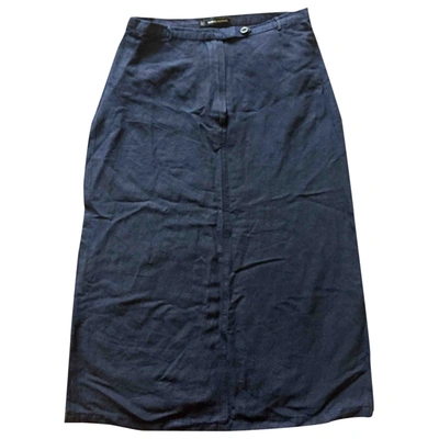 Pre-owned Marina Yachting Linen Mid-length Skirt In Blue