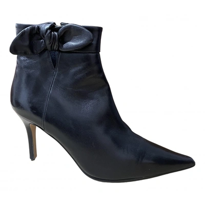 Pre-owned Kate Spade Leather Ankle Boots In Black