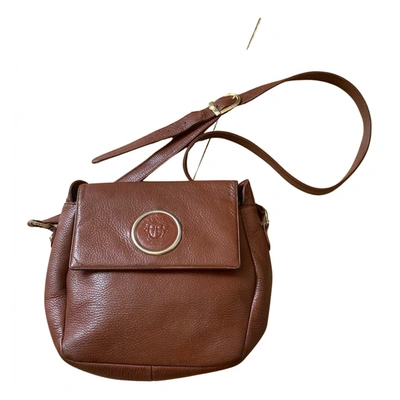 Pre-owned Versace La Medusa Leather Handbag In Brown