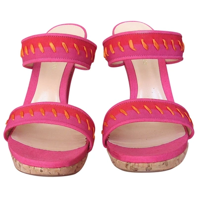 Pre-owned Sergio Rossi Cloth Sandals In Pink