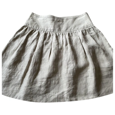 Pre-owned The Kooples Linen Mid-length Skirt In Beige
