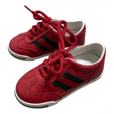 Pre-owned Gucci Leather Trainers In Red