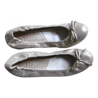 Pre-owned Dior Leather Ballet Flats In Beige