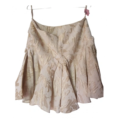 Pre-owned Dior Silk Mid-length Skirt In Gold