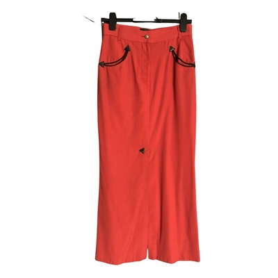 Pre-owned John Richmond Wool Maxi Skirt In Red