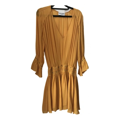 Pre-owned Saint Laurent Silk Mid-length Dress In Yellow
