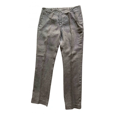 Pre-owned Incotex Linen Straight Pants In Grey