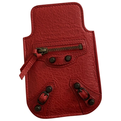 Pre-owned Balenciaga Leather Iphone Case In Red
