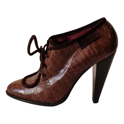 Pre-owned Just Cavalli Leather Ankle Boots In Brown