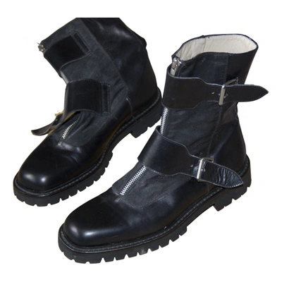 Pre-owned Brixton Leather Ankle Boots In Black