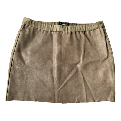 Pre-owned Isabel Marant Leather Mini Skirt In Beige