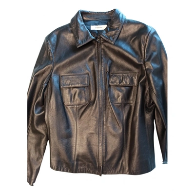 Pre-owned Gentry Portofino Leather Biker Jacket In Brown