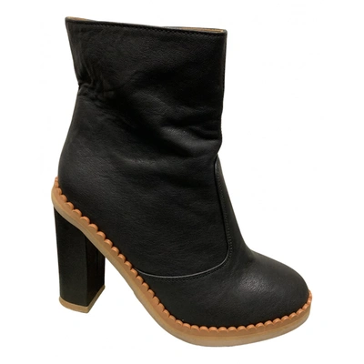 Pre-owned See By Chloé Leather Ankle Boots In Black