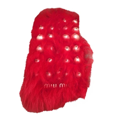 Pre-owned Miu Miu Faux Fur Iphone Case In Red