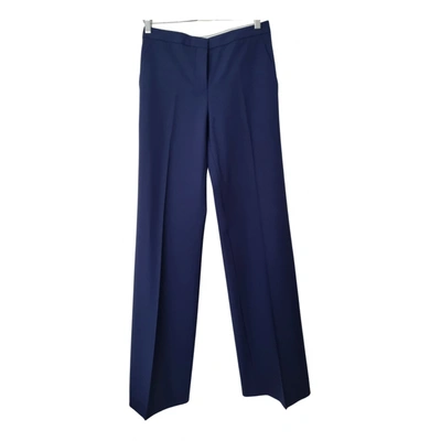 Pre-owned Diane Von Furstenberg Wool Trousers In Blue