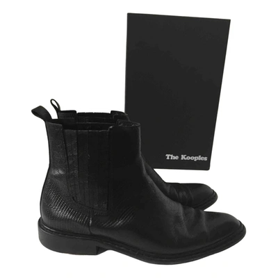 Pre-owned The Kooples Leather Ankle Boots In Black