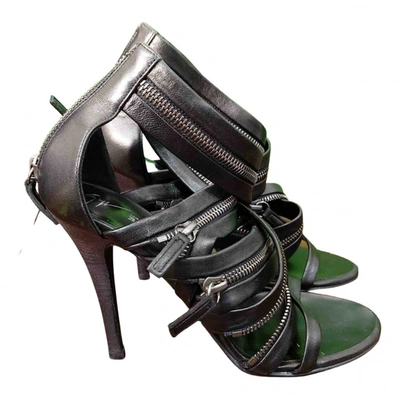 Pre-owned Giuseppe Zanotti X Balmain Leather Sandals In Black