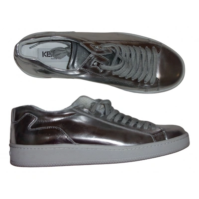 Pre-owned Kenzo Leather Trainers In Silver