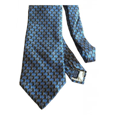 Pre-owned Balmain Silk Tie In Blue