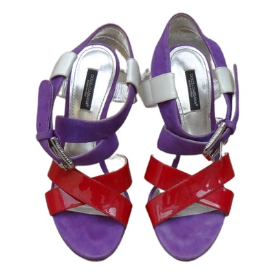 Pre-owned Dolce & Gabbana Patent Leather Sandals In Purple