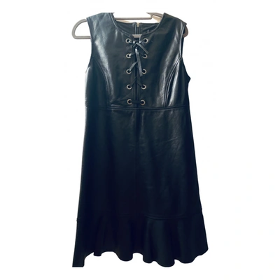 Pre-owned Just Cavalli Leather Mini Dress In Black