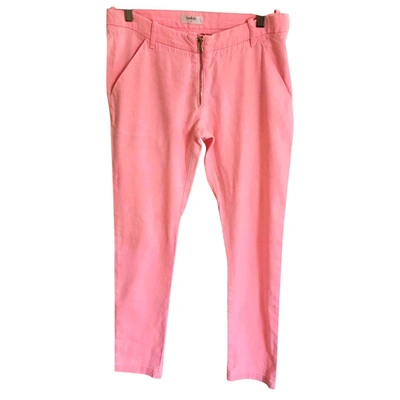 Pre-owned Ba&sh Linen Straight Pants In Pink