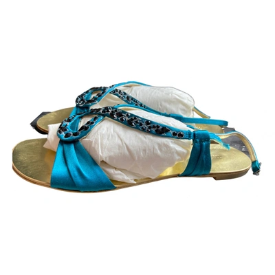 Pre-owned Roberto Cavalli Cloth Sandal In Turquoise