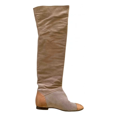 Pre-owned Chloé Riding Boots In Beige