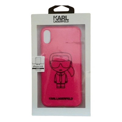 Pre-owned Karl Lagerfeld Iphone Case In Pink