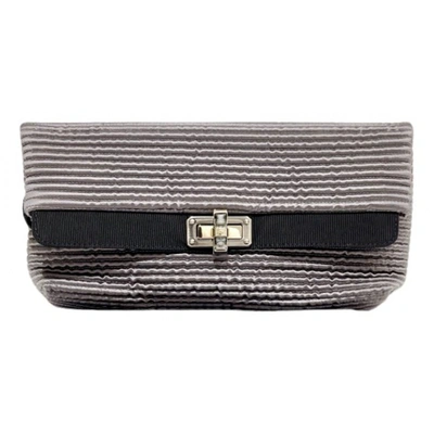 Pre-owned Lanvin Happy Silk Clutch Bag In Grey