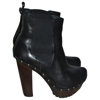 Pre-owned Islo Leather Ankle Boots In Black