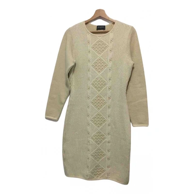 Pre-owned Paco Rabanne Wool Mid-length Dress In Beige