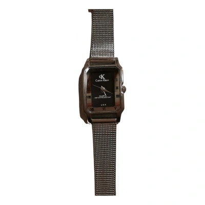 Pre-owned Calvin Klein Silver Watch In Brown