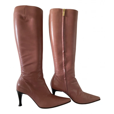 Pre-owned Sergio Rossi Leather Boots In Pink