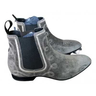 Pre-owned Sergio Rossi Leather Boots In Grey