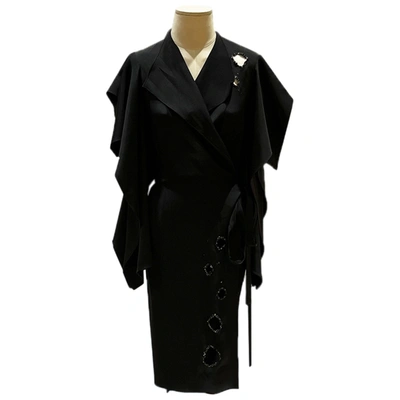 Pre-owned Roland Mouret Silk Mid-length Dress In Black