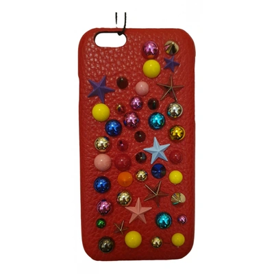 Pre-owned Dolce & Gabbana Leather Iphone Case In Red