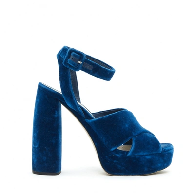 Pre-owned Miu Miu Velvet Sandals In Blue